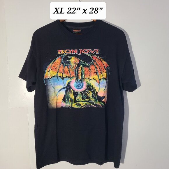 Vintage 1995 Bon Jovi Anytime Anywhere World Tour Brockum XL Tee Single Stitch